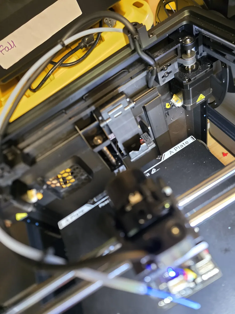 3D printer extruder, blower fan and hotend on the gantry