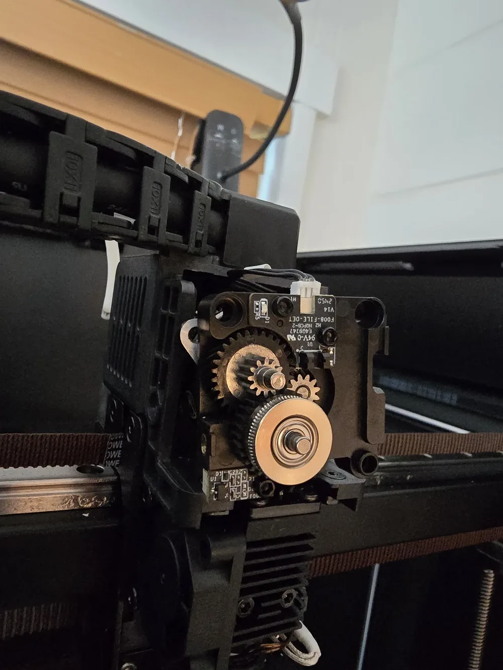 3D printer extruder, blower fan and hotend on the gantry