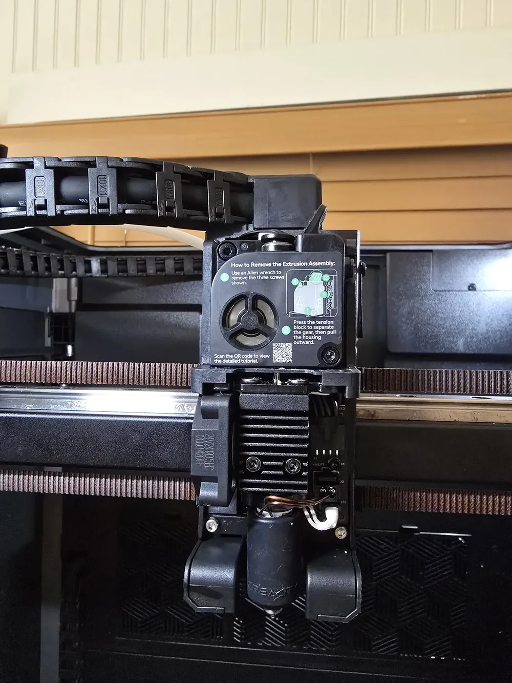 3D printer extruder, blower fan and hotend on the gantry