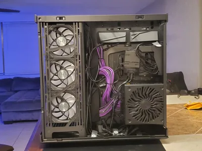 Custom desktop PC build with liquid cooling and RGB lighting