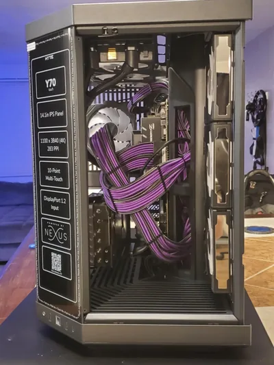 Custom desktop PC build with liquid cooling and RGB lighting