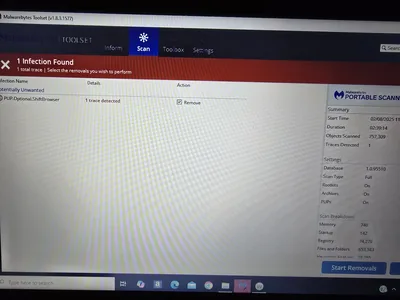 Malware scan reporting a detected infection