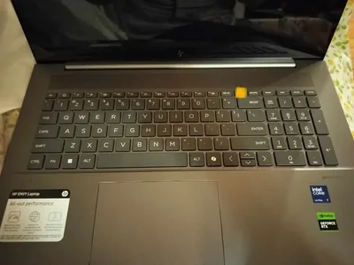 New HP Envy laptop with its specification stickers still applied