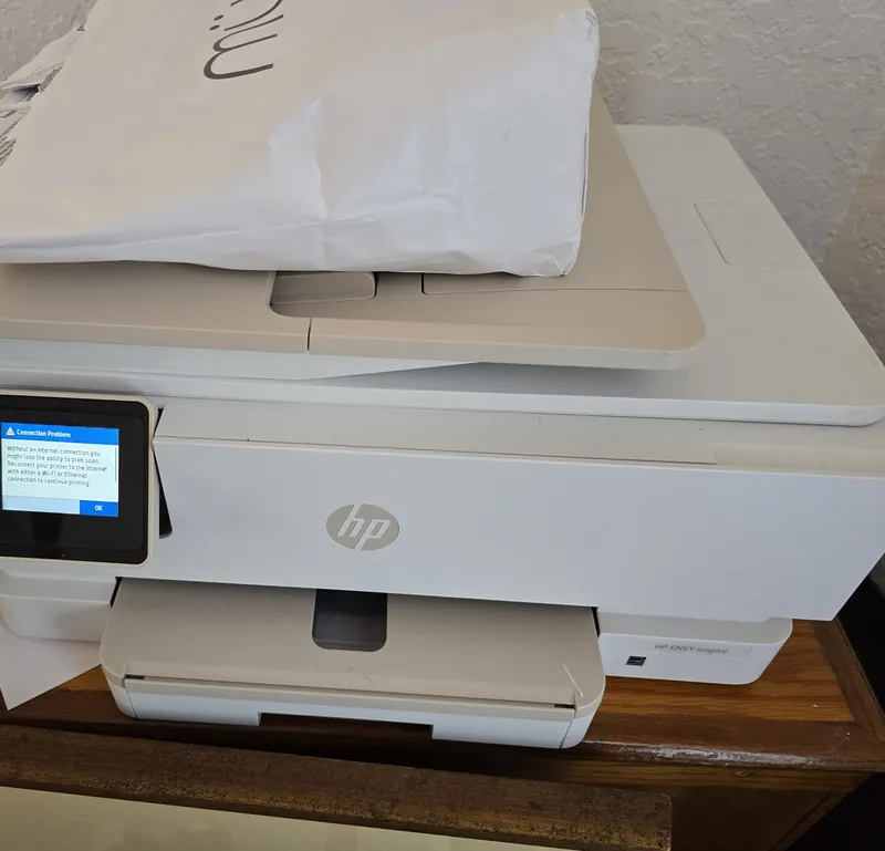 All-in-one printer showing a connection problem message